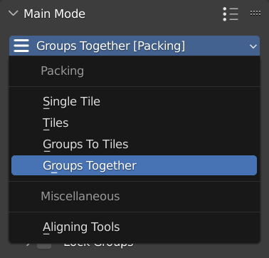 Main mode selection menu.