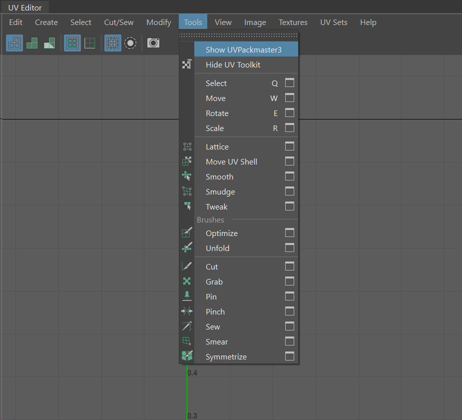 UVPackmaster UI location in Maya