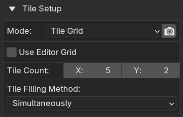 Tile Setup subpanel.